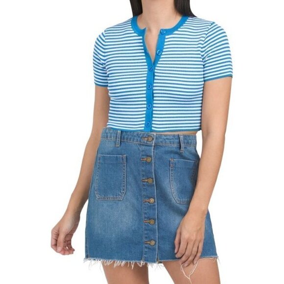 ZARA Cropped Striped Sweater Size Medium - Picture 1 of 10